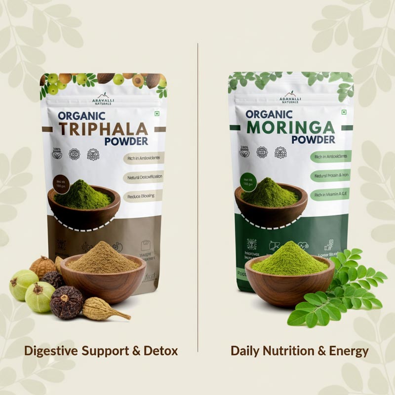 Detox & Digestion Combo: Triphala Powder + Moringa Powder