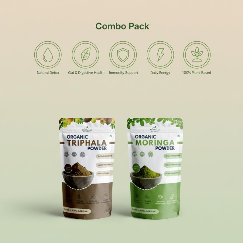 Detox & Digestion Combo: Triphala Powder + Moringa Powder