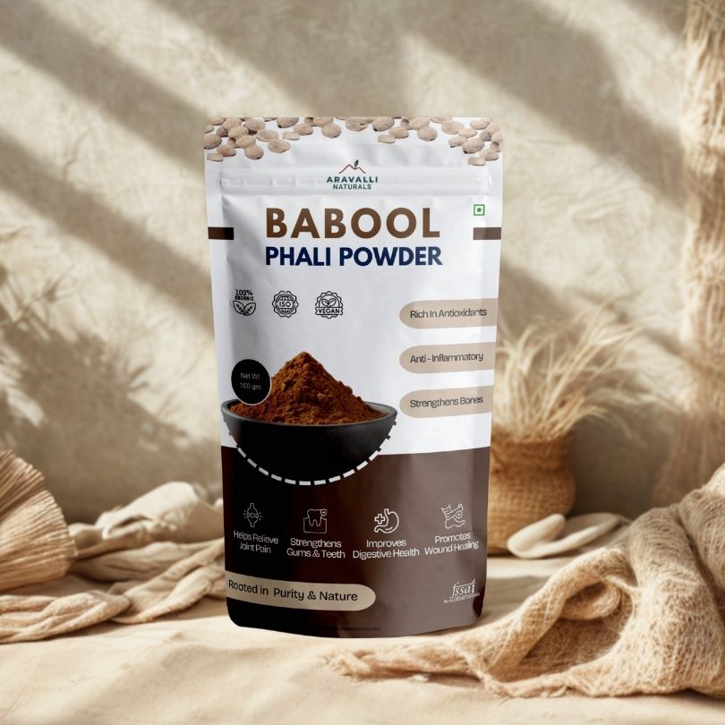 Aravalli Babool Phali Powder package on a neutral background
