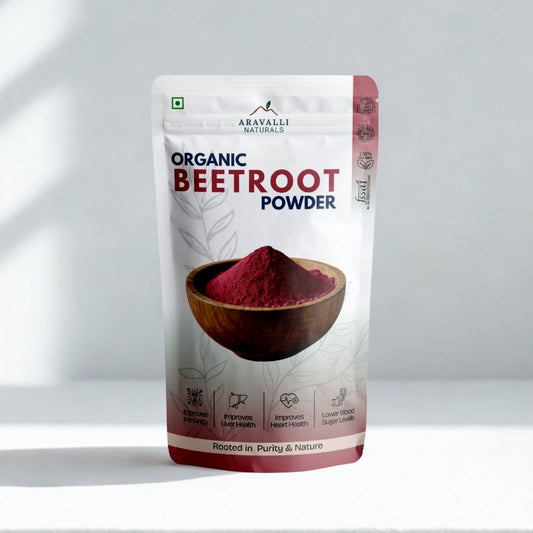 Package of Aravalli Naturals Organic Beetroot Powder on a white background