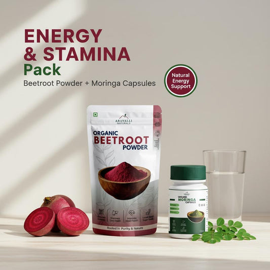 Energy & Stamina Pack: Beetroot Powder + Moringa Capsules