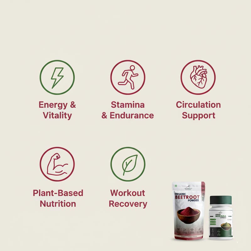 Energy & Stamina Pack: Beetroot Powder + Moringa Capsules