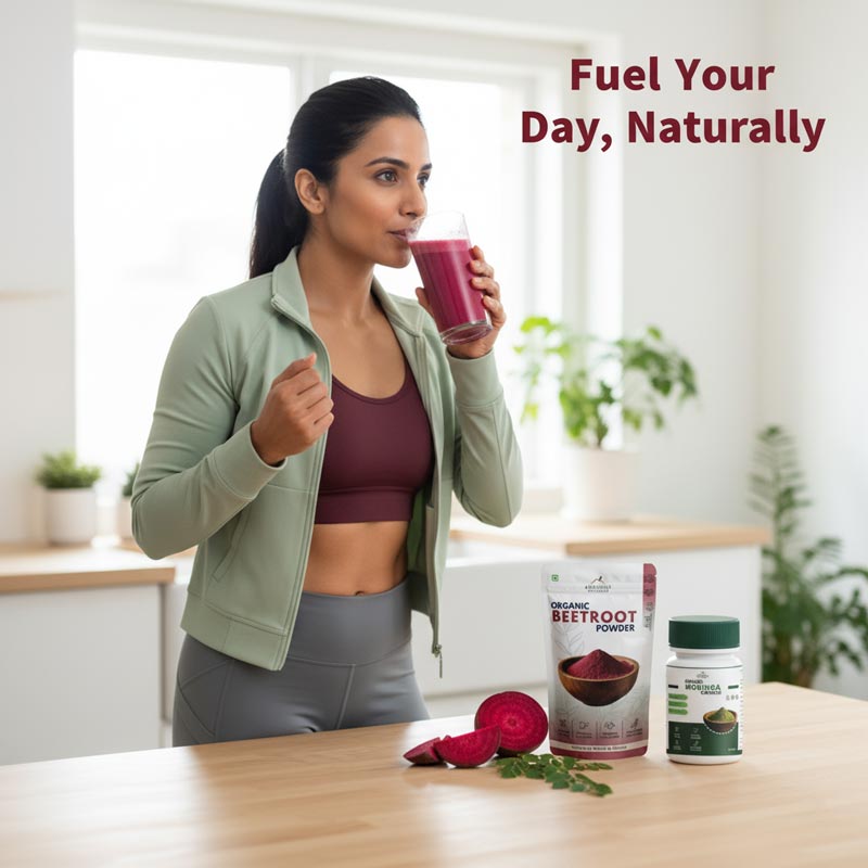 Energy & Stamina Pack: Beetroot Powder + Moringa Capsules