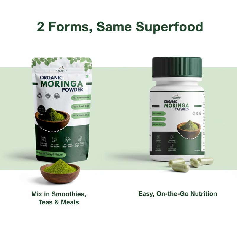 Superfood Duo: Moringa Powder + Moringa Capsules